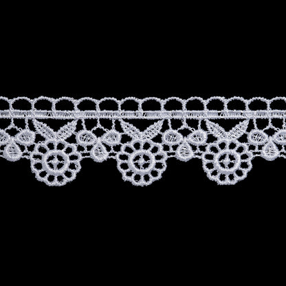 Guipure Lace Trim - 1.125" - White Sunflowers