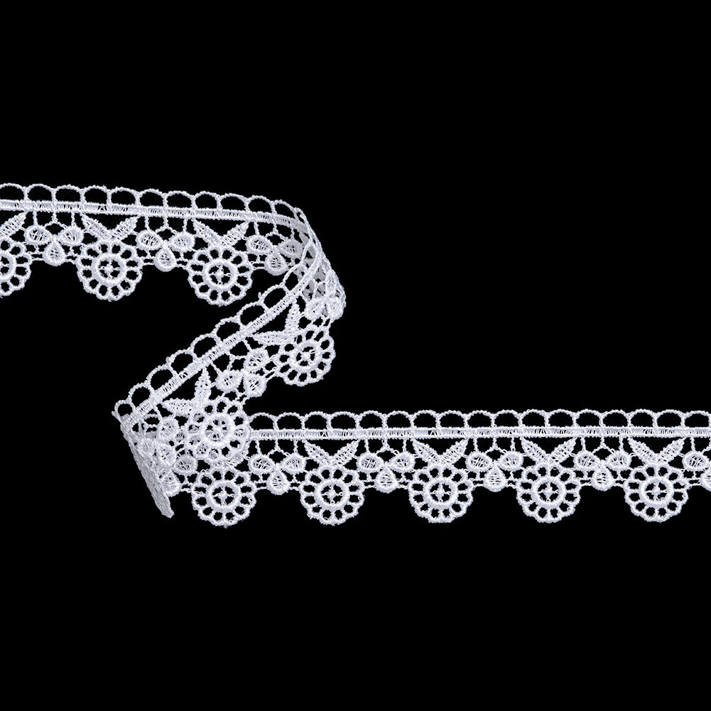 Guipure Lace Trim - 1.125" - White Sunflowers
