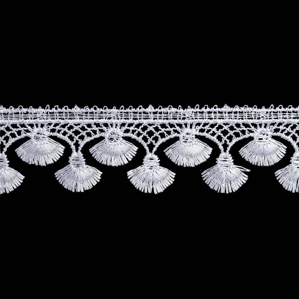 Guipure Lace Trim - 1.25" - White Fan Fringe