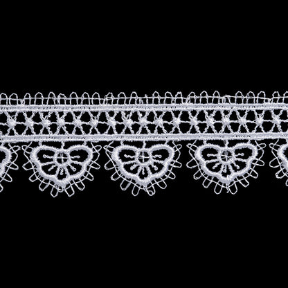 Guipure Lace Trim - 1.375" - White Fancy Fan Flowers