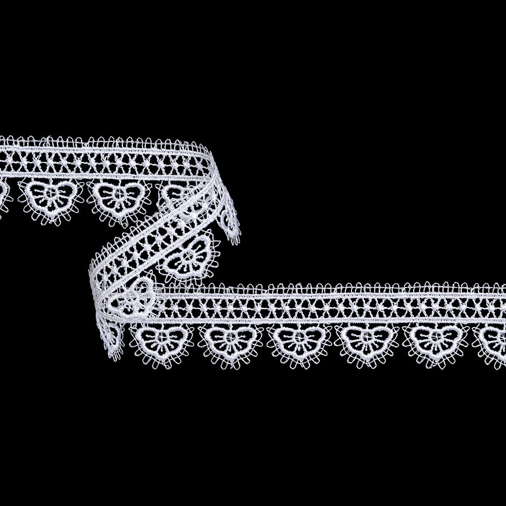 Guipure Lace Trim - 1.375" - White Fancy Fan Flowers