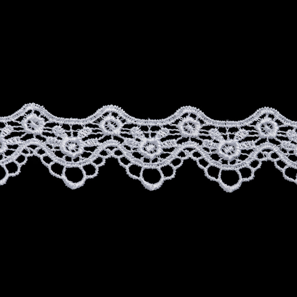 Guipure Lace Trim - 1.25" - White Scallops and Little Flowers