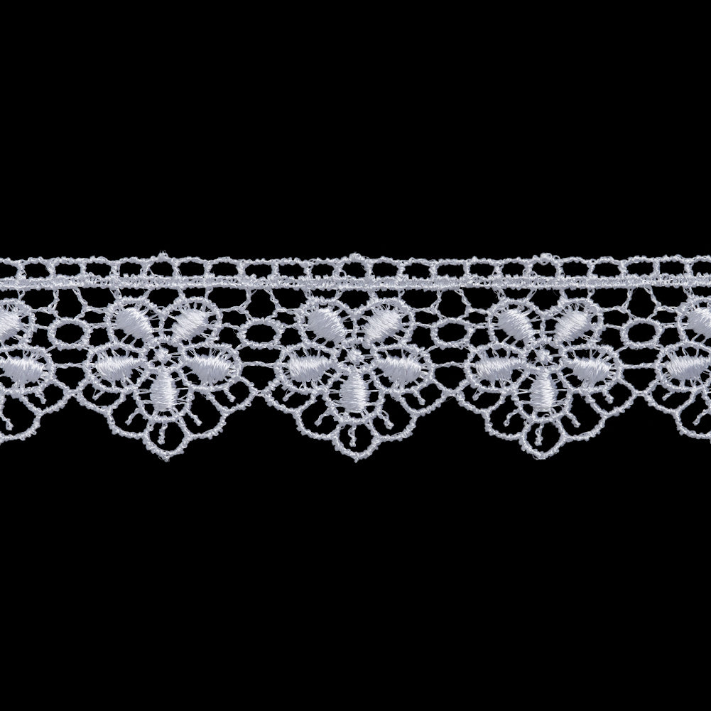 Guipure Lace Trim - 1.25" - White Floral Scallops