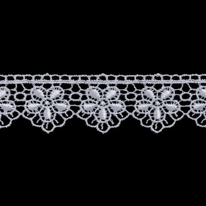 Guipure Lace Trim - 1.25" - White Floral Scallops