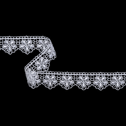 Guipure Lace Trim - 1.25" - White Floral Scallops