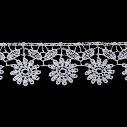 Guipure Lace Trim - 1.375" - White Blooming Sunflowers
