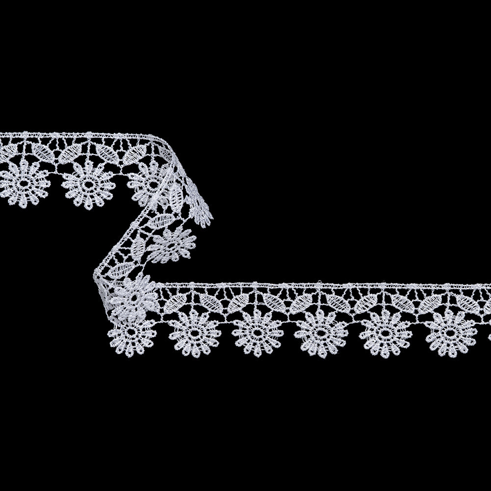 Guipure Lace Trim - 1.375" - White Blooming Sunflowers