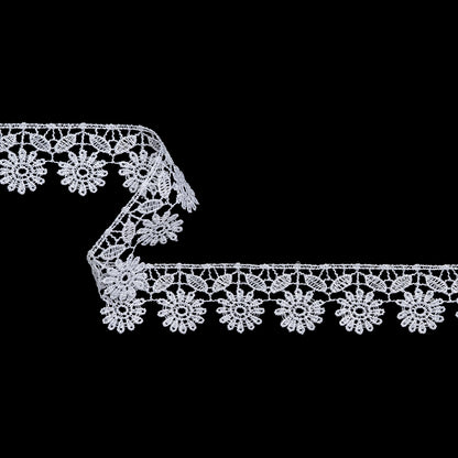 Guipure Lace Trim - 1.375" - White Blooming Sunflowers