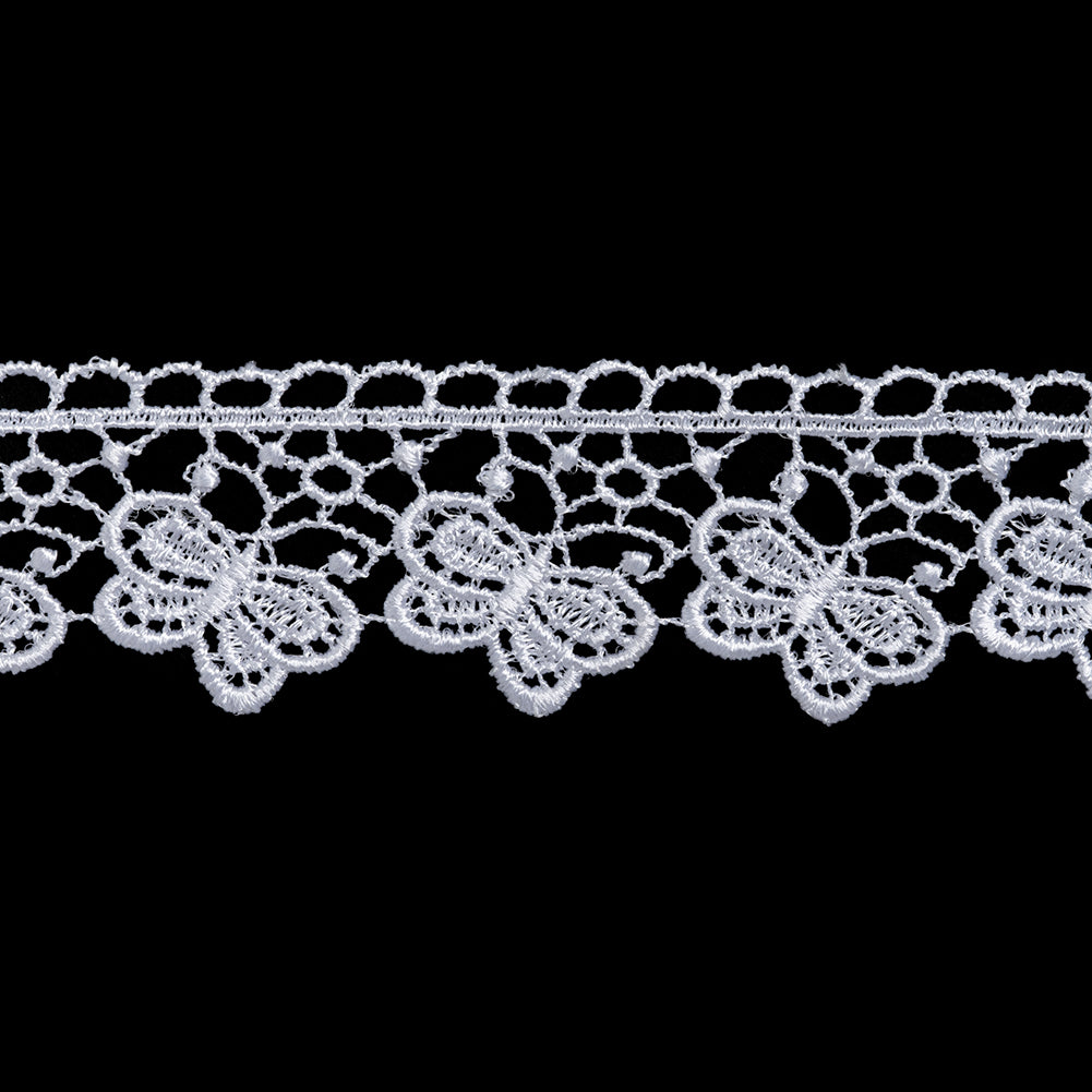 Guipure Lace Trim - 1.25" - White Butterflies