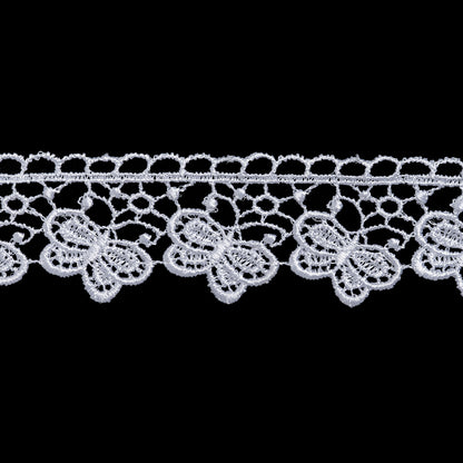 Guipure Lace Trim - 1.25" - White Butterflies