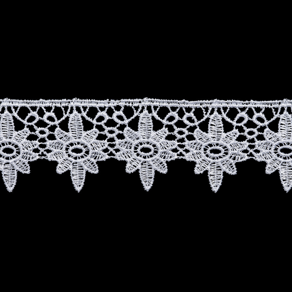 Guipure Lace Trim - 1.5" - White Floral Stars