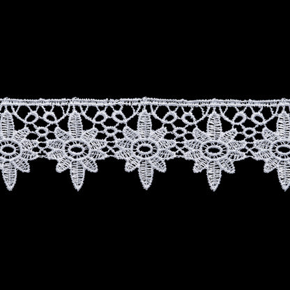 Guipure Lace Trim - 1.5" - White Floral Stars