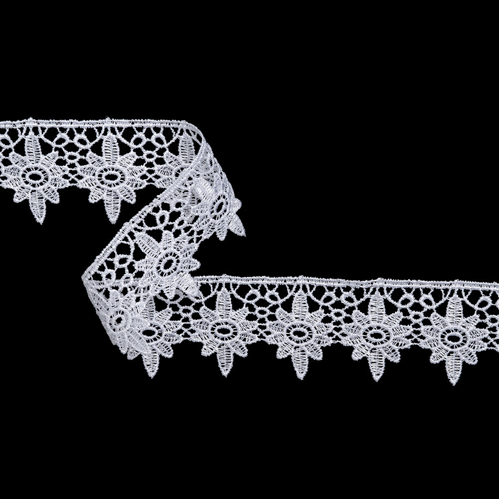 Guipure Lace Trim - 1.5" - White Floral Stars