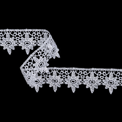 Guipure Lace Trim - 1.5" - White Floral Stars