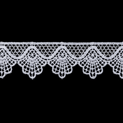 Guipure Lace Trim - 1.375" - White Abstract Fans