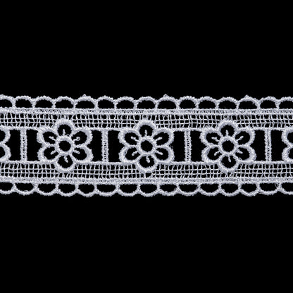 Guipure Lace Trim - 1.25" - White Floral Blocks