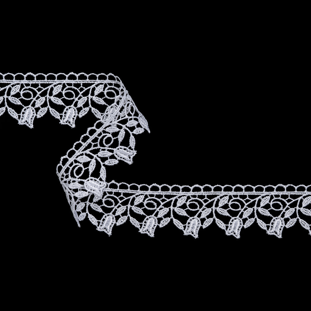 Guipure Lace Trim - 1.5" - White Tulips