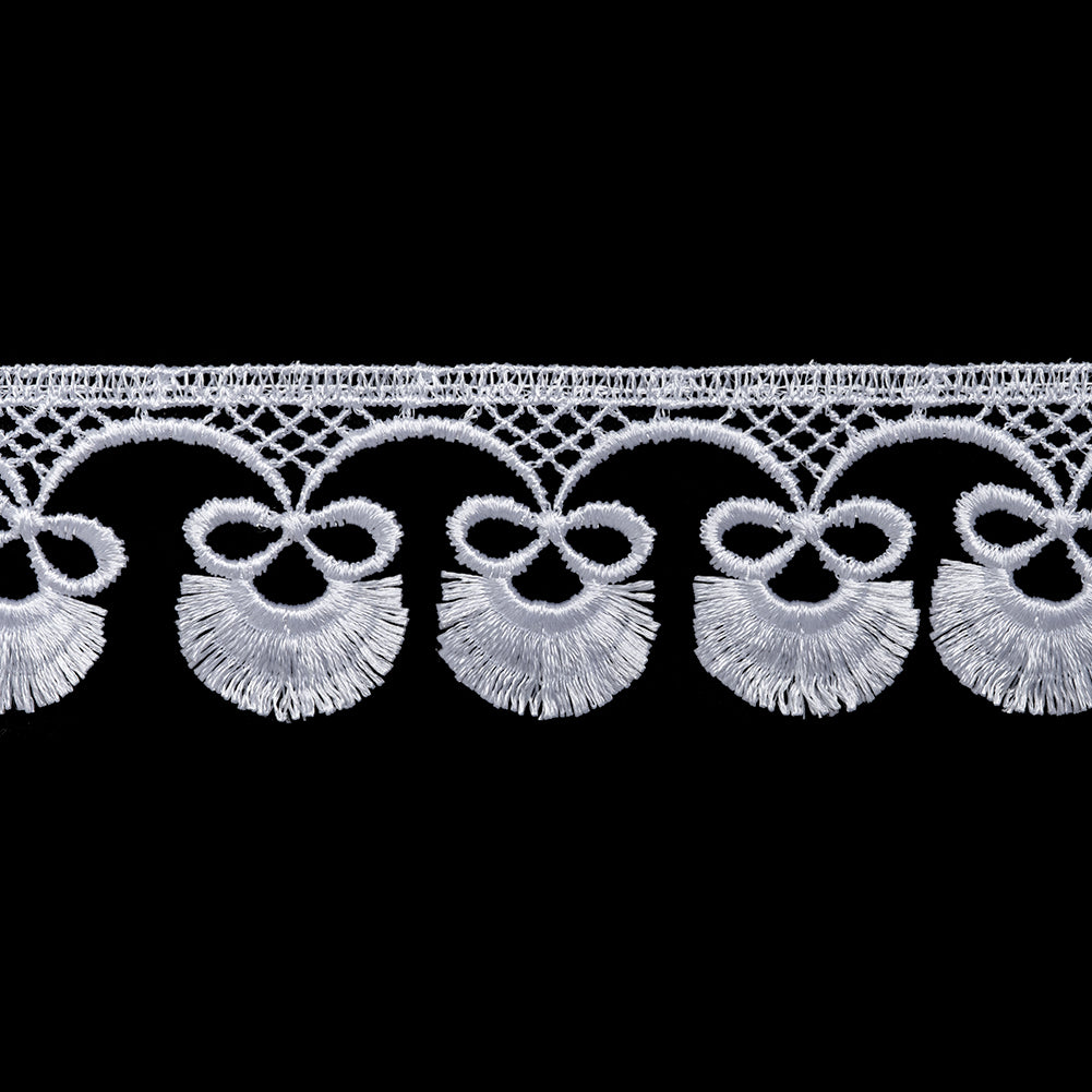 Guipure Lace Trim - 1.5" - White Fancy Fans with Bows