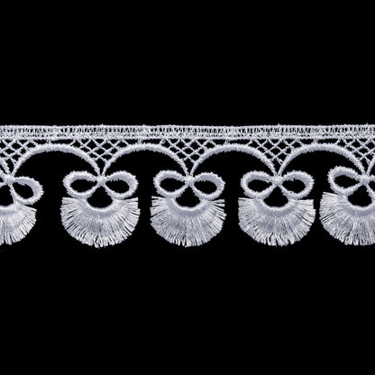 Guipure Lace Trim - 1.5" - White Fancy Fans with Bows
