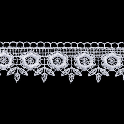 Guipure Lace Trim - 1.625" - White Flower and Leaf Bunches
