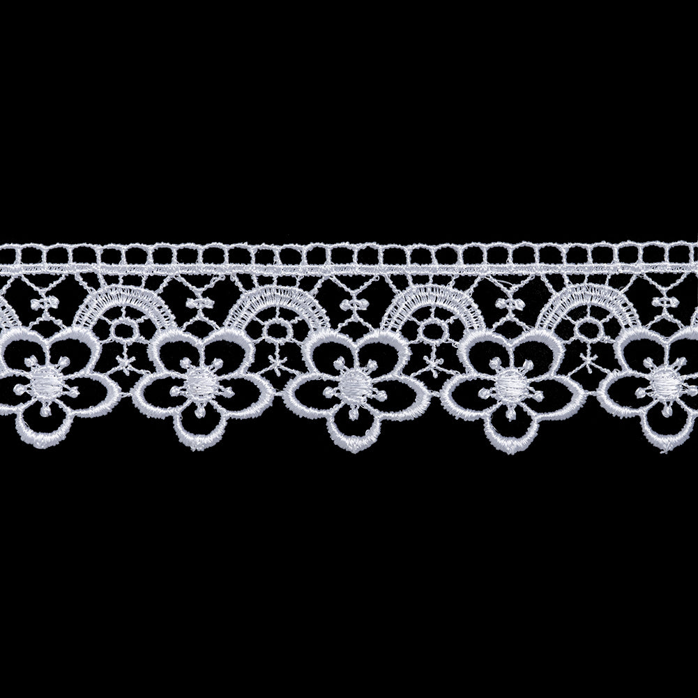 Guipure Lace Trim - 1.5" - White Flowers and Rainbows