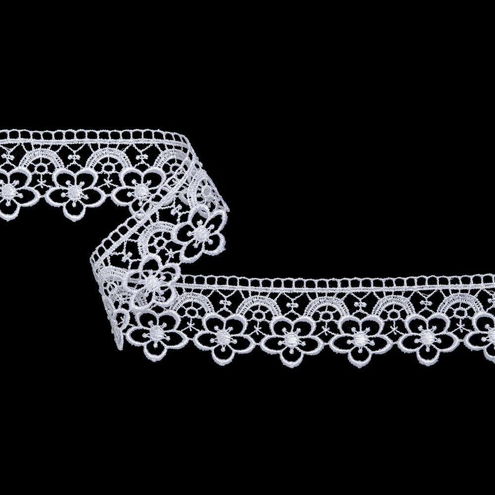 Guipure Lace Trim - 1.5" - White Flowers and Rainbows