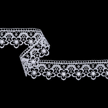 Guipure Lace Trim - 1.5" - White Flowers and Rainbows
