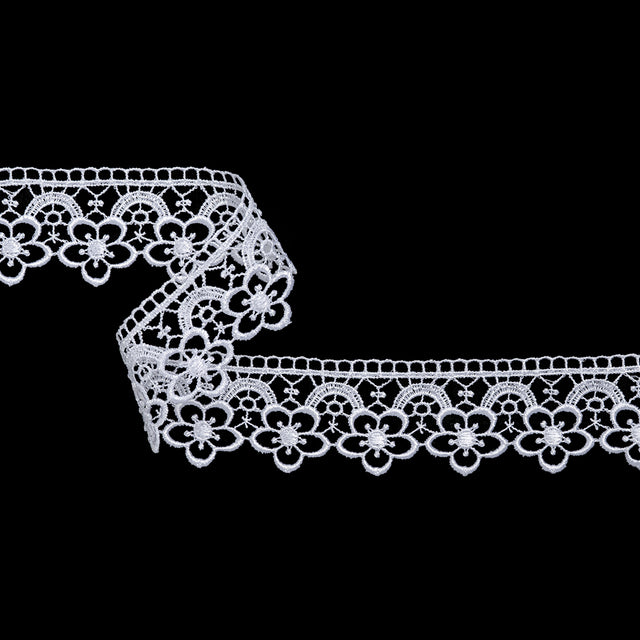 Guipure Lace Trim - 1.5" - White Flowers and Rainbows