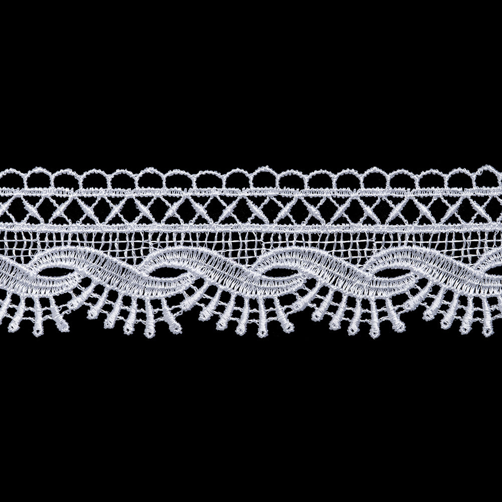 Guipure Lace Trim - 1.625" - White Abstracted Waves