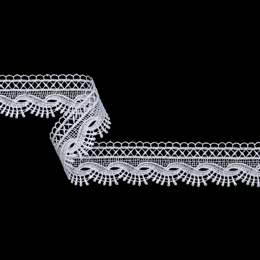 Guipure Lace Trim - 1.625" - White Abstracted Waves
