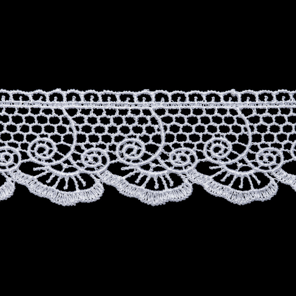 Guipure Lace Trim - 1.5" - White Filigree Flowers and Honeycombs