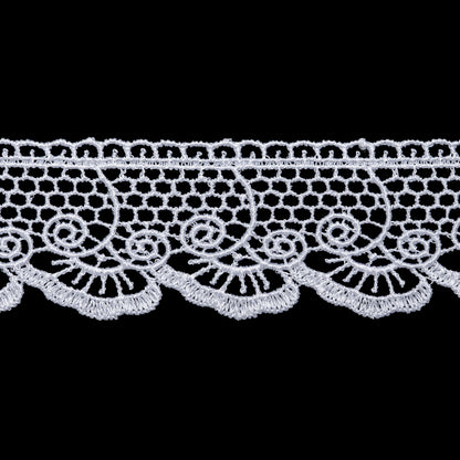 Guipure Lace Trim - 1.5" - White Filigree Flowers and Honeycombs