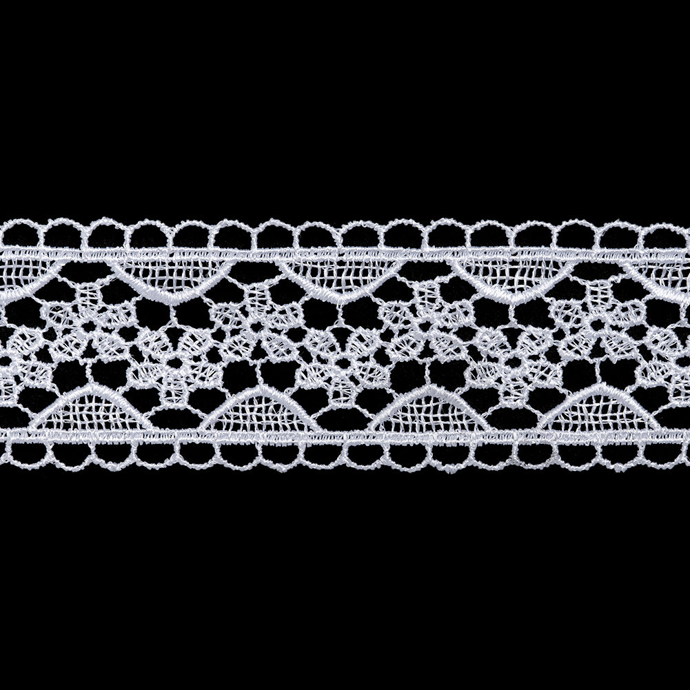Guipure Lace Trim - 1.625" - White Flowers and Half Circles