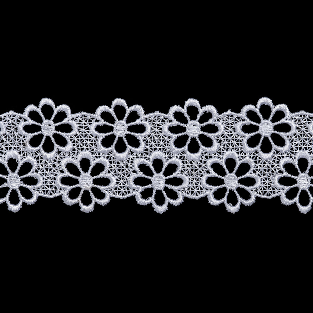 Guipure Lace Trim - 1.75" - White Rows of Daisies