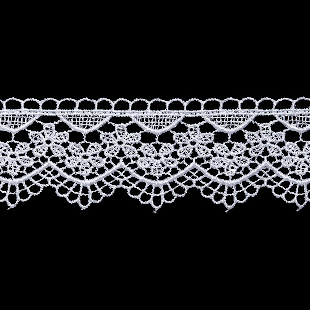 Guipure Lace Trim - 1.75" - White Floral Scallop
