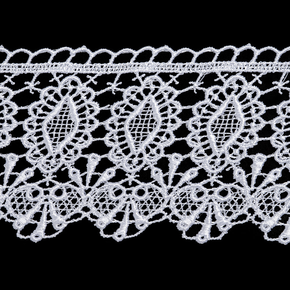 Guipure Lace Trim - 2.5" - White Diamonds and Bows