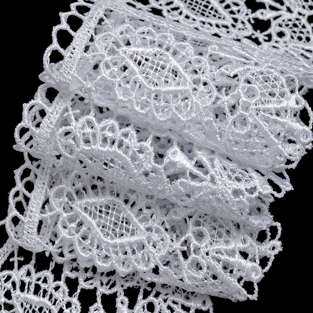 Guipure Lace Trim - 2.5" - White Diamonds and Bows