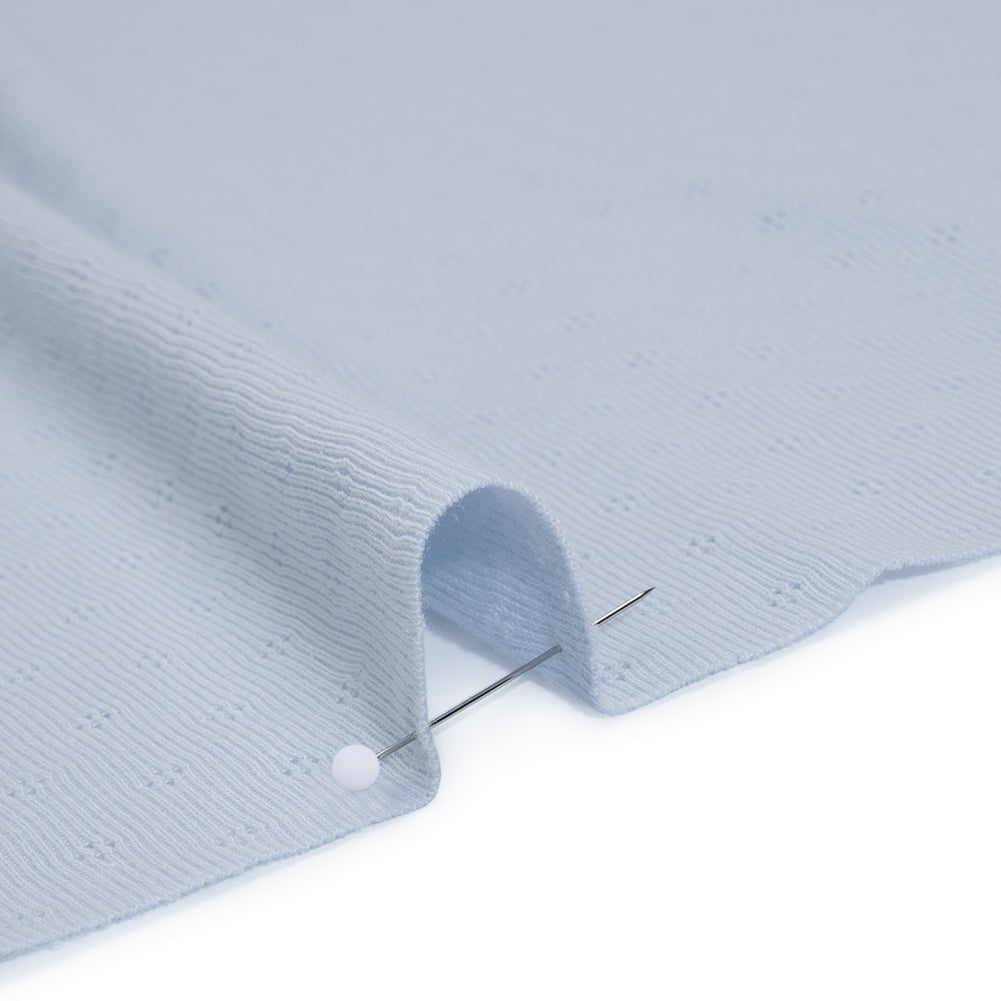 Cotton Pointelle Rib Knit - Baby Blue Diamonds - Cassy Collection - Detail