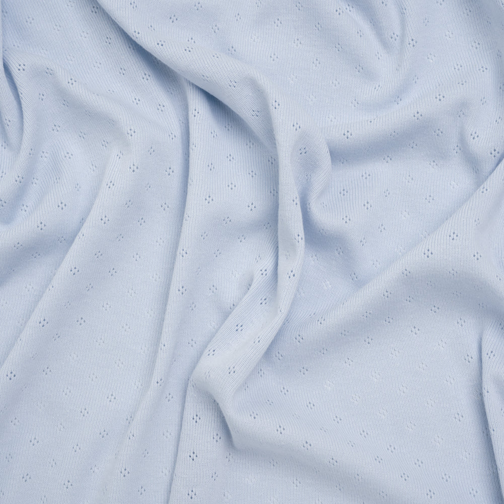 Cotton Pointelle Rib Knit - Baby Blue Diamonds - Cassy Collection
