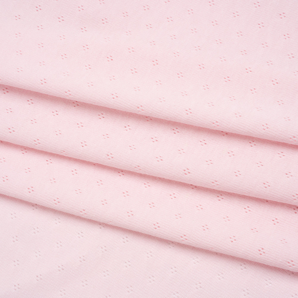 Cotton Pointelle Rib Knit - Blossom Pink Diamonds - Cassy Collection - Folded