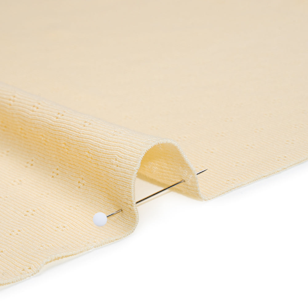 Cotton Pointelle Rib Knit - Light Sunshine Yellow Diamonds - Cassy Collection - Detail