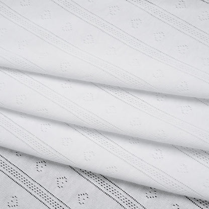 Cotton Pointelle Rib Knit - Powder White Hearts and Stripes - Cassy Collection