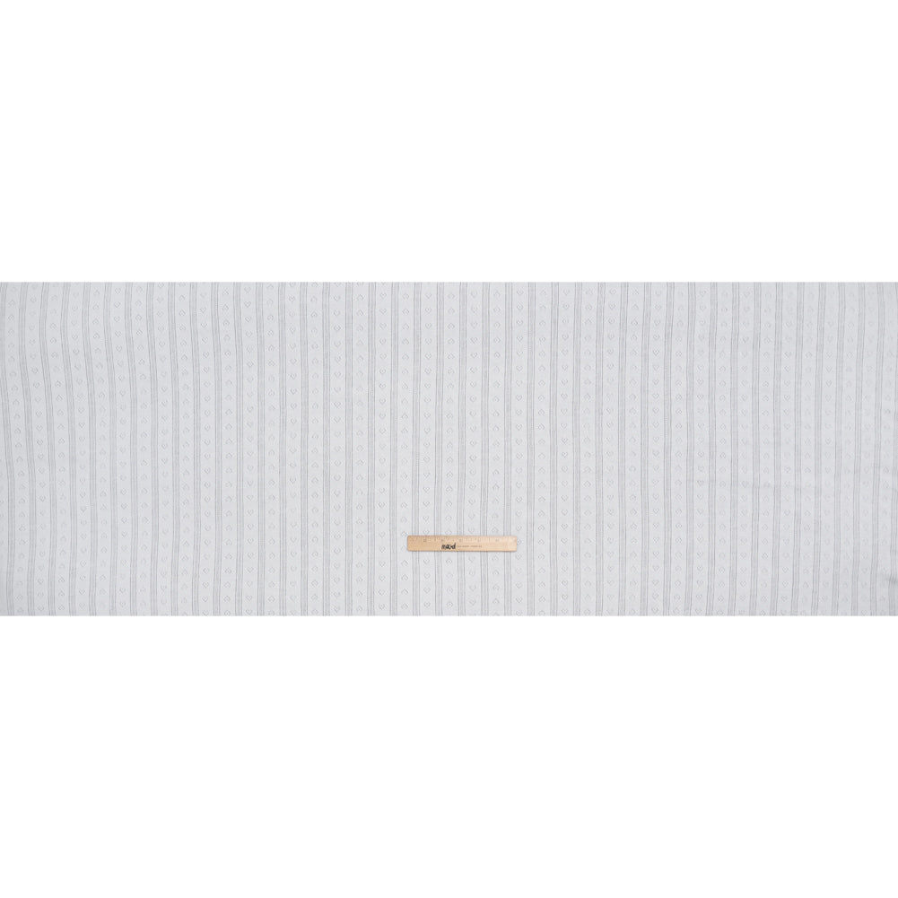 Cotton Pointelle Rib Knit - Powder White Hearts and Stripes - Cassy Collection - Full
