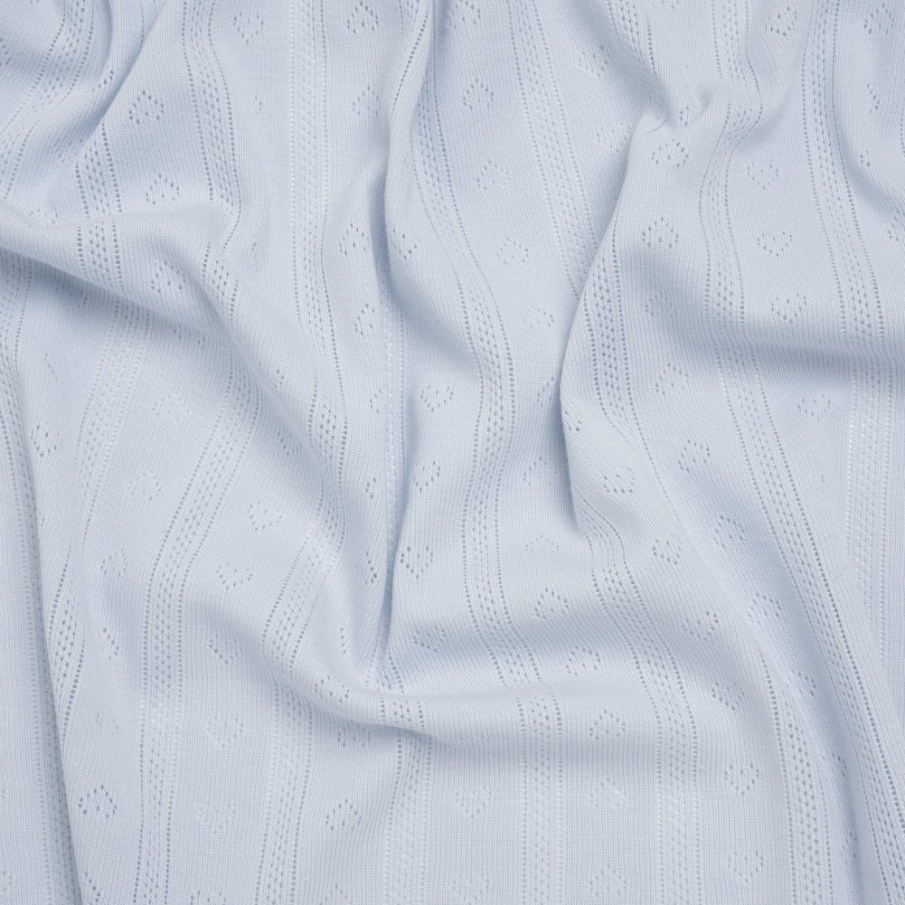 Cotton Pointelle Rib Knit - Baby Blue Hearts and Stripes - Cassy Collection