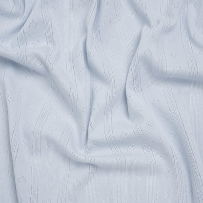 Cotton Pointelle Rib Knit - Baby Blue Hearts and Stripes - Cassy Collection