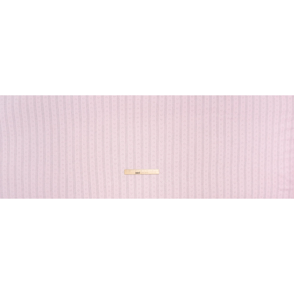 Cotton Pointelle Rib Knit - Blossom Pink Hearts and Stripes - Cassy Collection - Full