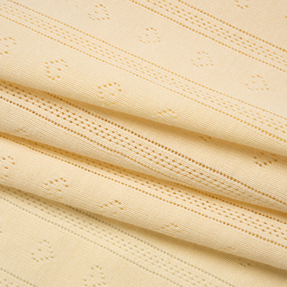 Cotton Pointelle Rib Knit - Light Sunshine Yellow Hearts and Stripes - Cassy Collection