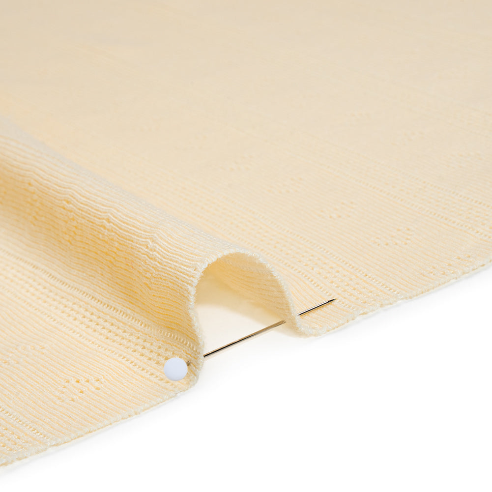 Cotton Pointelle Rib Knit - Light Sunshine Yellow Hearts and Stripes - Cassy Collection - Detail