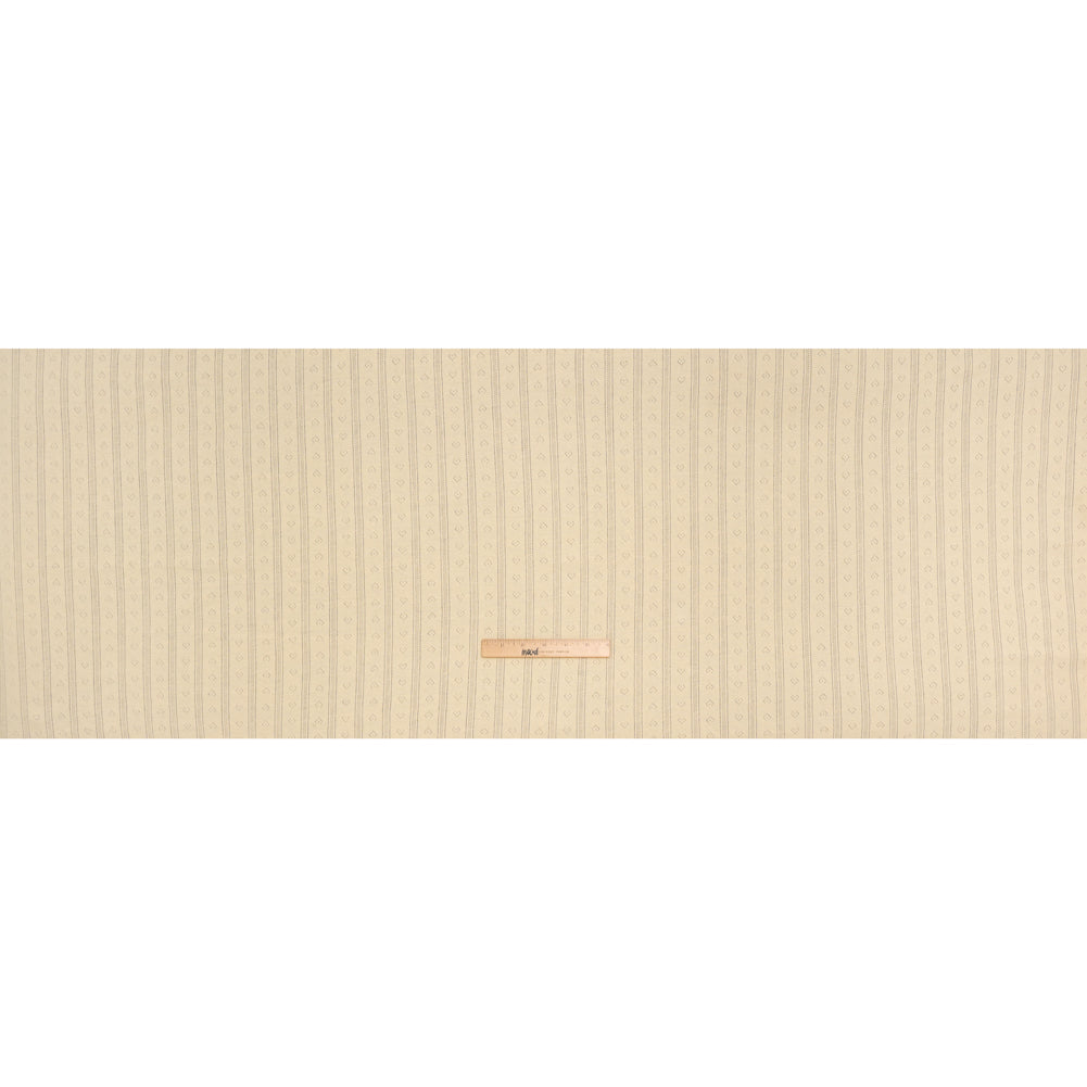 Cotton Pointelle Rib Knit - Light Sunshine Yellow Hearts and Stripes - Cassy Collection - Full