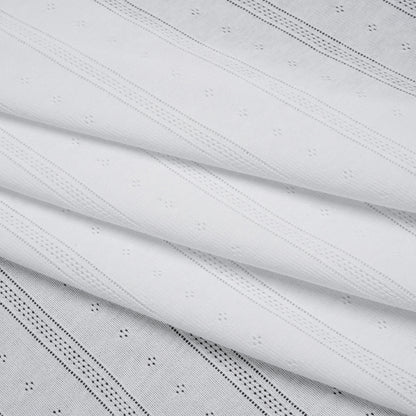 Cotton Pointelle Rib Knit - Powder White Diamonds and Stripes - Cassy Collection